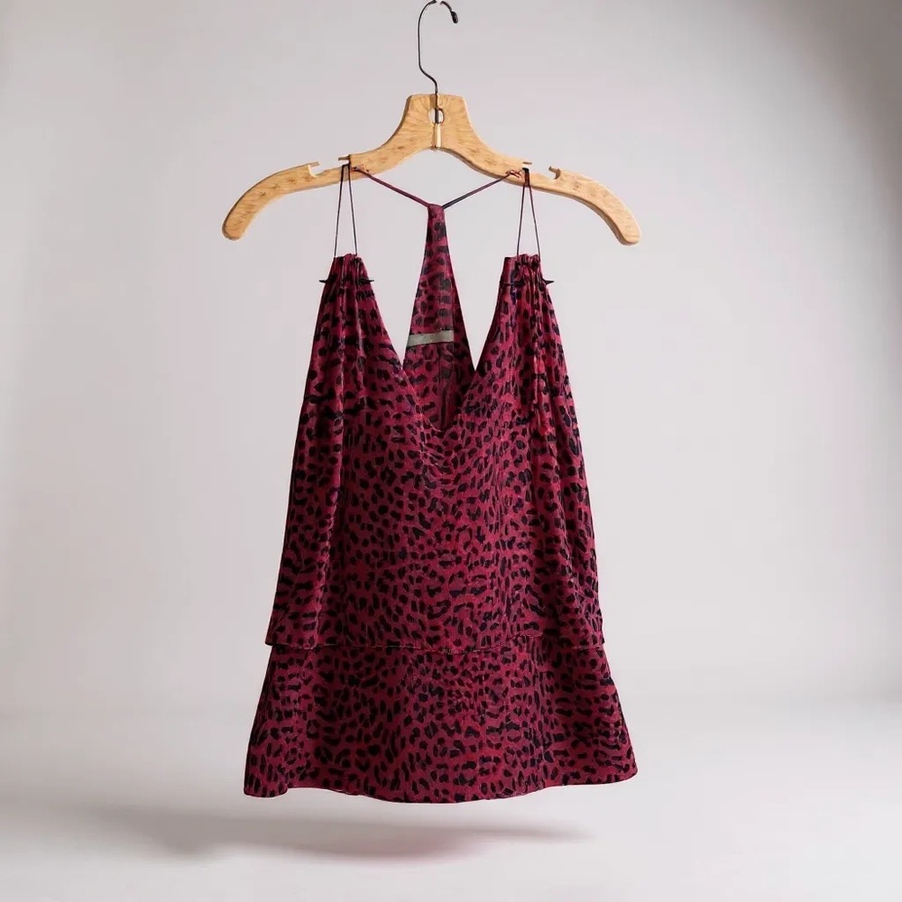 Vintage 90’s Animale Silk Leopard Halter Spike Studs Whimsigoth Y2K